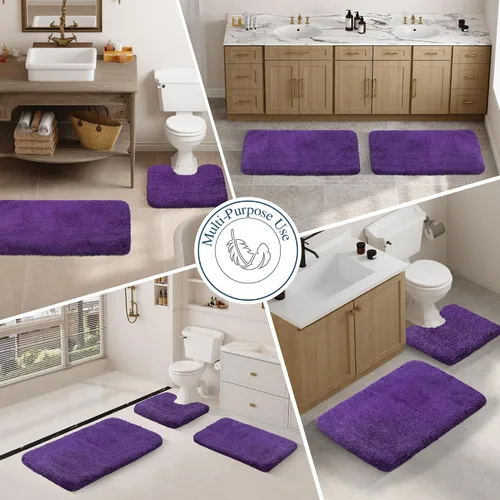 Miniatura 8 de Walensee Alfombra de baño grande (24 x 36 pulgadas, aguamarina) extrasuave y absorbente, lavable a máquina, de microfibra, antideslizante, de lujo