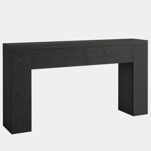 Miniatura 8 de Tribesigns Mesa consola de madera de 63 pulgadas con 2 cajones ocultos, mesa de sofá marrón rústico de granja para sala de estar, pasillo, entrada
