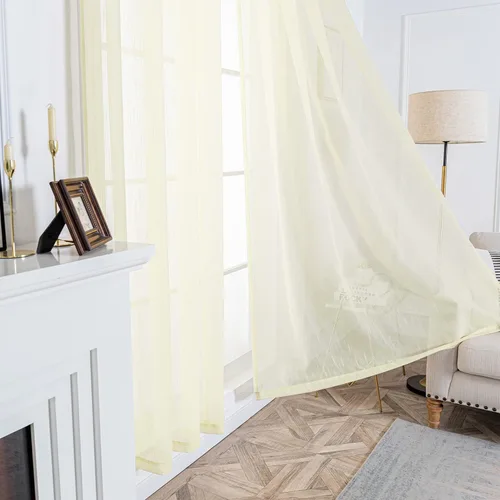 Miniatura 3 de FY FIBER HOUSE - Cortinas transparentes de lino de 84 pulgadas para ventana, 2 paños de gasa transparente con ojales de 52 x 84 pulgadas, azul