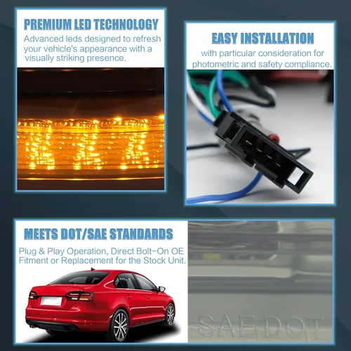 Miniatura 5 de VLAND Conjunto de luces traseras compatible con Jetta 6ª generación 2011-2014, ahumadas Ahumado