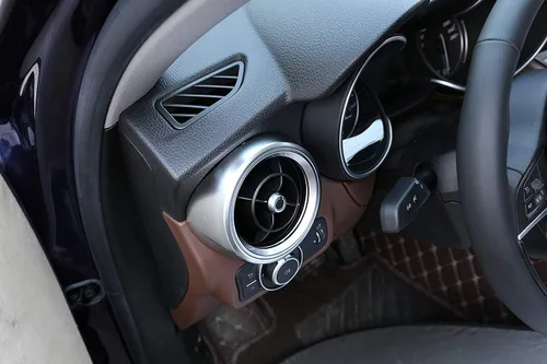 Miniatura 5 de YIWANG - Cubierta de salida de aire acondicionado frontal de coche de fibra de carbono estilo ABS, cromado, 2 piezas para Alfa Romeo Stelvio 2017