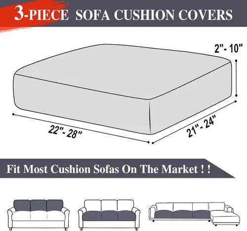 Miniatura 6 de LA MEACK - Fundas para cojines de sofá, funda para cojín de asiento, funda elástica para sofá, fundas separadas para sofá seccional, protector