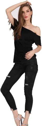 Miniatura 72 de MAGICMK - Camiseta casual para mujer, con estampado de labios y hombro descubierto, talla extragrande