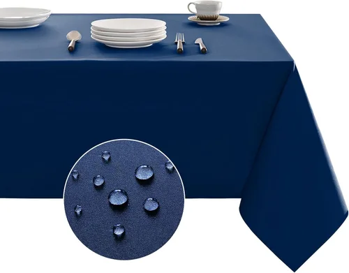 Miniatura 9 de Veblandy Mantel rectangular impermeable, a prueba de derrames, sin arrugas, mantel lavable, decoración de mesa de cocina, comedor, mantel de tela