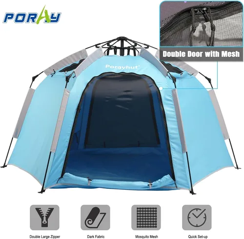 Miniatura 3 de Tienda de campaña hexagonal portátil para niños con tira de luces LED para interiores, casa de juegos para niños, tienda de campaña de ensueño