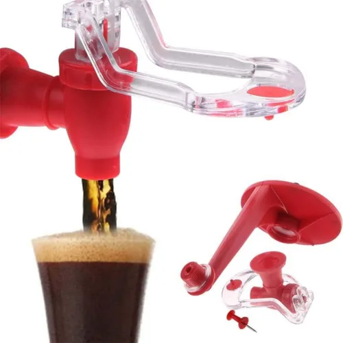Dispensador de grifo para botellas, dispensador de soda, botella de coque al revés, máquina dispensadora de agua potable, color rojo