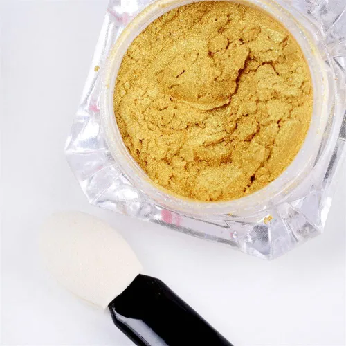 Miniatura 9 de Polvo cromado metálico Hisight 2 piezas de espejo de arte de uñas con purpurina cromada, pigmento en polvo, lentejuelas para uñas, color dorado