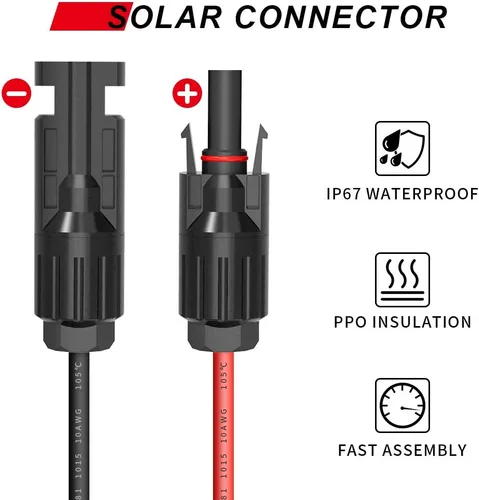 Miniatura 2 de ELECTOP Cable de conector de panel solar, conector SAE de 10 AWG a conectores solares macho y hembra, cable de extensión fotovoltaica para panel