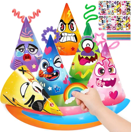 Miniatura 23 de WERNNSAI Sombreros de Fiesta de Cumpleaños - 12 Piezas Suministros de Fiesta de Cumpleaños Sombreros de Cono con Diademas Sombreros de Papel