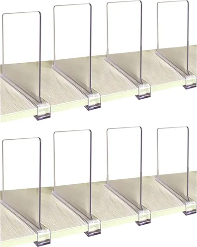 CY craft - Divisores de estante acrílicos para armarios, 8 unidades, separadores transparentes de estantes de madera, organizadores de ropa y