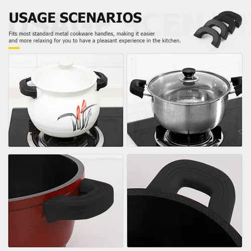 Miniatura 3 de DOERDO - Juego de 4 fundas de silicona antideslizantes, resistentes al calor, color negro