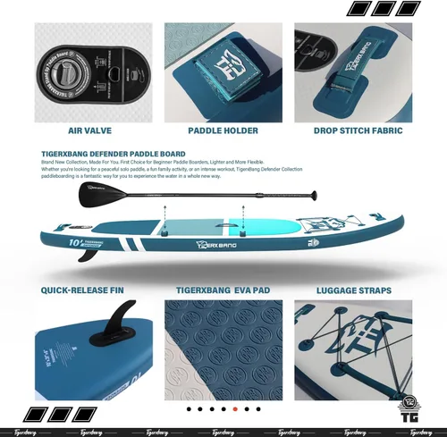 Miniatura 5 de Inflatable Paddle Board with Premium SUP Board Accessories, Allround Paddle Boards for Adults/Kids,Stand Up Paddle Board Defender Collection 10'-Azul
