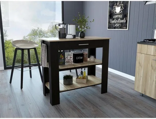 Miniatura 2 de TUHOME - Isla de cocina Cala, 40 islas de cocina de madera de ingeniería, multicolor