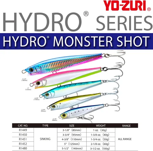 Miniatura 2 de Yo-Zuri R1450-HPSC: Hydro Monster Shot (S) 95Mm 3-3/4", Rosa Plata Chartreuse
