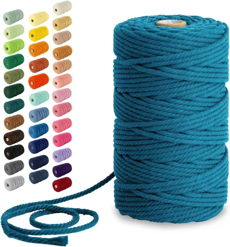 Miniatura 14 de Nook Theory - Cuerda de macramé de 3 mm, 220 yardas de cuerda de algodón, hilo de 4 mm y 5 mm, cuerda para manualidades, perfecta para colgantes