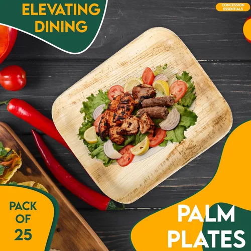 Miniatura 3 de Concession Essentials Platos de hoja de palma (25 unidades) – Vajilla desechable, platos compostables y biodegradables