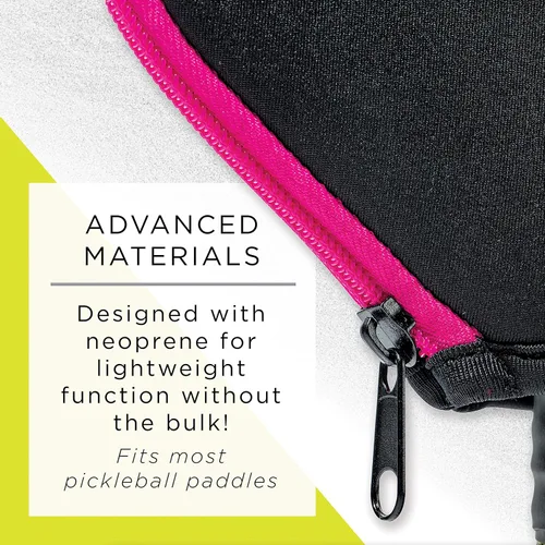 Miniatura 5 de Franklin Sports Cubierta de paleta de pickleball - Funda protectora acolchada con gancho para valla - Funda de paleta de tamaño universal Negro/Rosa