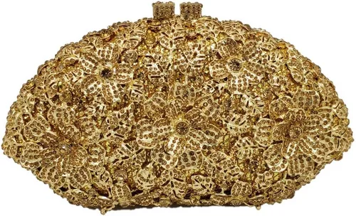 Miniatura 28 de Boutique De FGG Bolso de noche de flores de embrague de cristal de lujo para mujer, bolso de boda nupcial, bolso