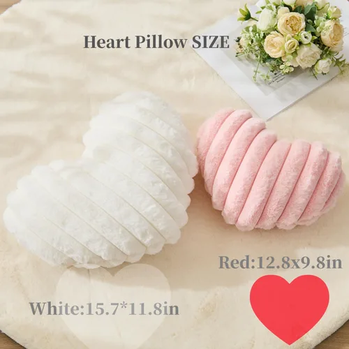 Miniatura 5 de 2 almohadas de corazón rojo y blanco, almohadas decorativas, almohadas en forma de corazón para cama, sofá, silla, dormitorio, habitación. Bonita