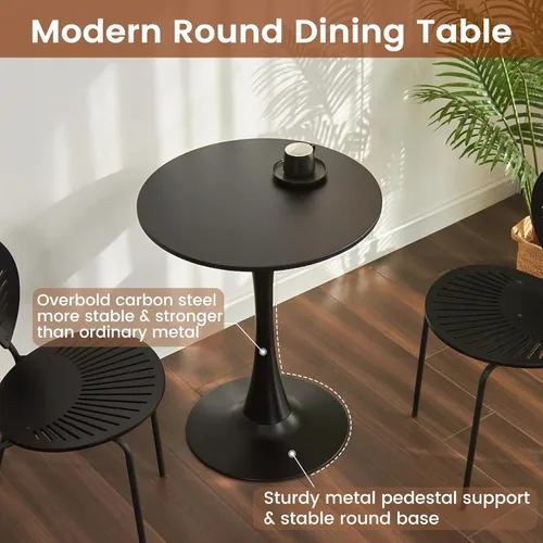 Miniatura 4 de Mesa de Comedor Tulip Redonda para 2, Mesa Moderna de Mediados de Siglo con Pedestal de Metal Resistente para Cocina, Bistró, Café, Ocio