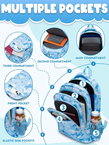 Miniatura 42 de BLUEFAIRY - Mochilas para niños y niñas, escuela primaria, jardín de niños