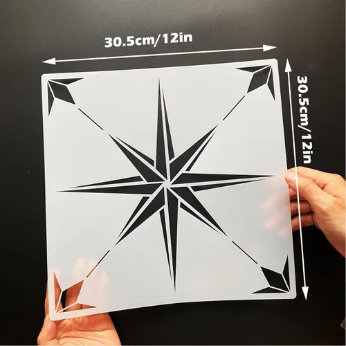 Miniatura 3 de 4 plantillas de azulejos reutilizables de 12 x 12 pulgadas, estilo geométrico, plantillas de pared de bricolaje para decoración del hogar