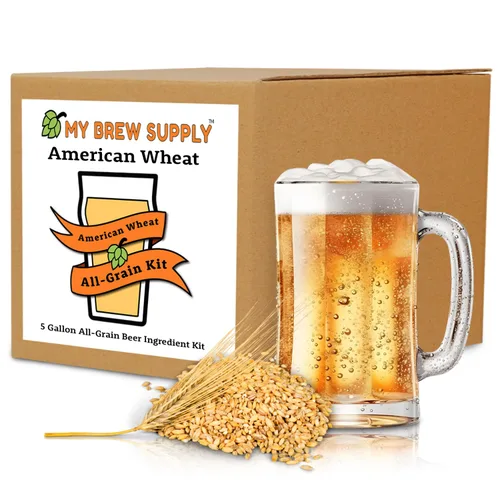 My Brew Supply Kit de elaboración de trigo americano | Trigo americano y malta Pilsner | Grano de caramelo | Kent Goldings & Columbus Pellet Hops |