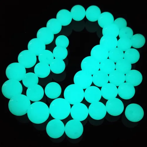 Miniatura 8 de TWINKLING Cuentas que brillan en la oscuridad, piedras solares luminosas, cuentas redondas brillantes con agujero para manualidades, pulseras, Azul
