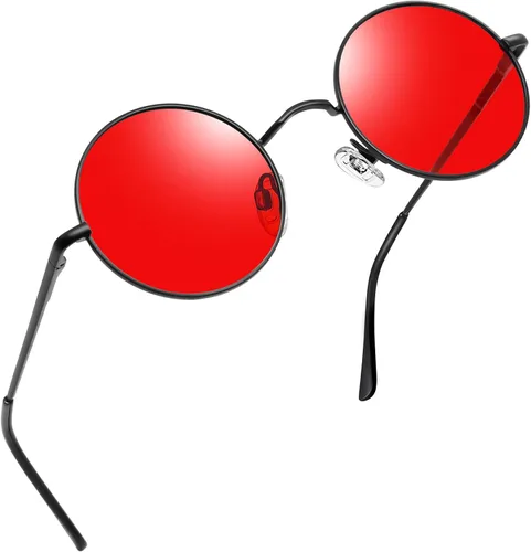 Miniatura 7 de Joopin - Anteojos de sol retro pequeños redondos hippie con círculo polarizado, protección UV400, metal, para hombres y mujeres