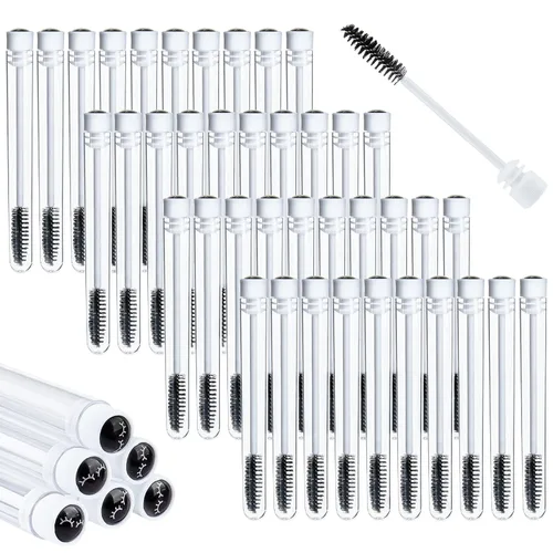 Miniatura 3 de TUZAZO Juego de 80 tubos de varita de rímel, 40 tubos de cepillo de pestañas vacíos de diamante, carretes 40 cepillos de extensión de pestañas, Negro