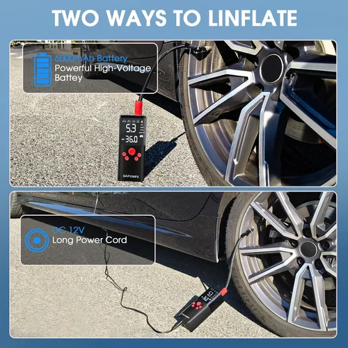 Miniatura 7 de Inflador de Neumáticos Compresor de Aire Portátil, 150PSI Inflador de Neumáticos Portátil Inalámbrico para Coche, Bomba de Aire Inteligente 3X