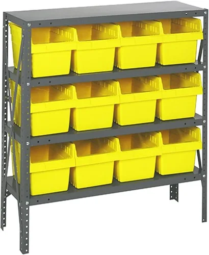 Miniatura 121 de Quantum QSBU-245BK Heavy Duty Shelving Unit with (7) Shelves and (24) QUS245 Black Bins for Garage Warehouse Storage Distribution 400 lb Load