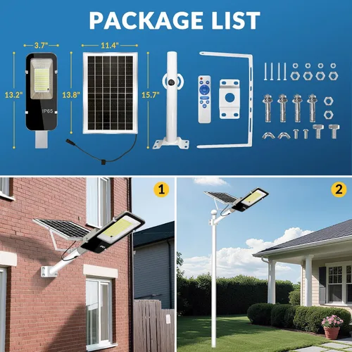 Miniatura 5 de Luces solares impermeables para exteriores IP65: paquete de 2 luces solares de calle de 10000 mAh, luces solares para exteriores del atardecer al