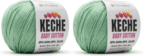 Miniatura 90 de Keche Hilo de algodón, 60% algodón, 40% hilo acrílico, hilo de algodón suave para crochet y tejer, hilo amigurumi, 1 madeja/bola, 1.76 onzas (50g)