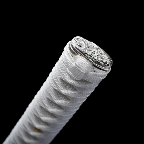 Miniatura 7 de Espada katana blanca de 40 pulgadas, espadas japonesas afiladas, espada de espiga completa para exhibición, hoja de acero al carbono