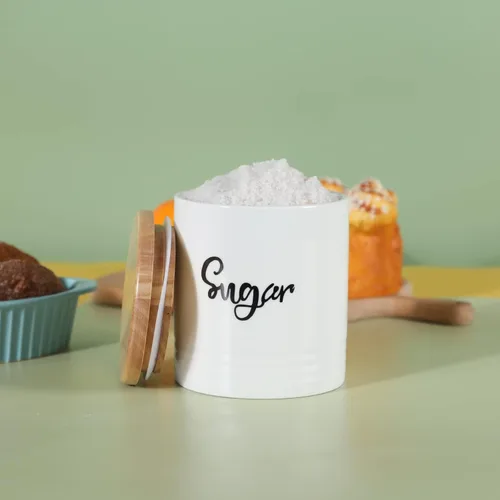 Miniatura 6 de LEETOYI Contenedores de almacenamiento de alimentos de porcelana con tapa, diseño de tamaño pequeño y ahorra espacio, 4.5 pulgadas, color blanco