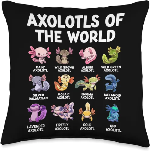 GoshWow World Kawaii Types of Axolotl Fish Anfibian, 16 x 16 pulgadas, multicolor