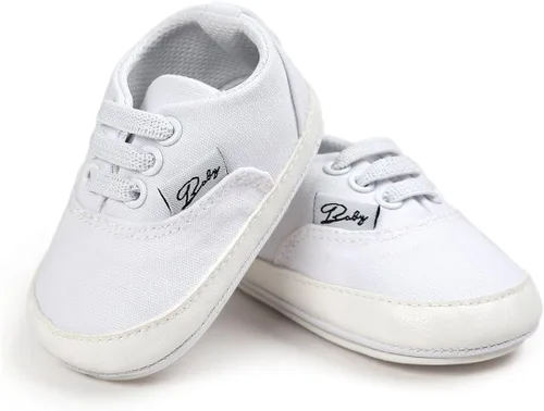 Miniatura 5 de Tenis de lona unisex para bebés, niños y niñas, suela de goma suave, tobillo alto, zapatos de cuna para niños pequeños