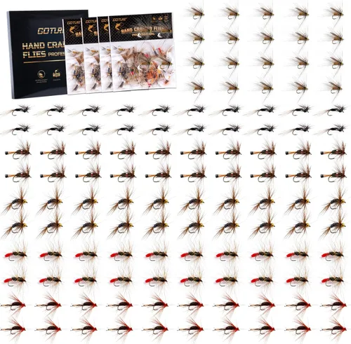 Miniatura 14 de Goture Fly Fishing Flies Kit,25pcs/30pcs/100pcs Fly Fishing Lures,Dry Flies Wet Flies Streamers Nymphs Flies, Fly Fishing Assortment Kit for Bass F