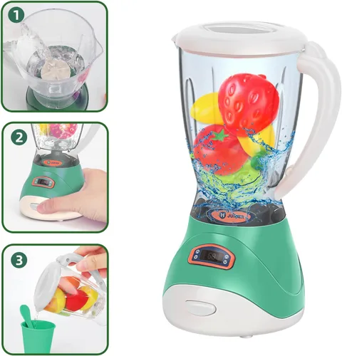 Miniatura 3 de Yalujumb Juego de juguetes de cocina, juego de electrodomésticos de cocina con cafetera, mezclador, tostadora con luces y sonidos realistas, regalo