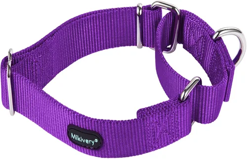Miniatura 11 de Mikivery Martingale - Collar de nailon ajustable y de entrenamiento de seguridad, colorido y cómodo, con hebilla de metal, collares para mascotas