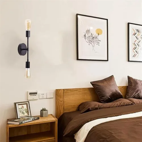 Miniatura 8 de Lámpara de pared industrial retro con 2 luces para espejo de tocador, apliques dobles para cocina, sala de estar, dormitorio, E27 Lampara Pared