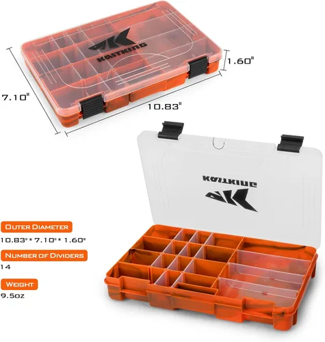 Miniatura 6 de KastKing Cajas de aparejos, caja de plástico, caja organizadora de almacenamiento de plástico con divisores extraíbles, almacenamiento de aparejos