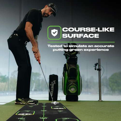 Miniatura 5 de Back 2 Basics Tapete de Putting de Golf de 10 pies - Green de Putting Interior Premium, Putting de Golf Realista para Entrenamiento - Tapete de Negro