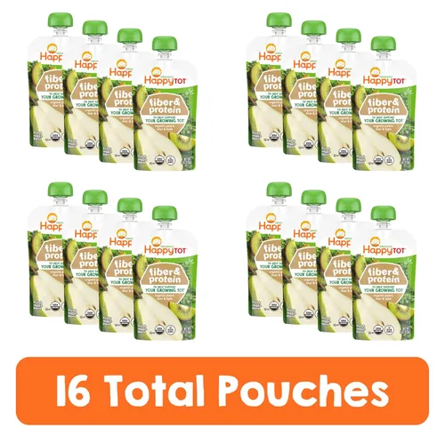 Miniatura 4 de Happy Tot Organics - Puré de frutas y verduras con fibra y proteína, sin gluten, vegano, snack, etapa 4, bolsas de comida para bebé, peras, kiwi