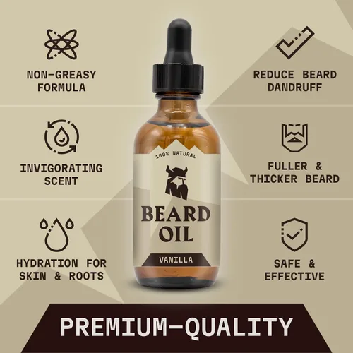 Miniatura 5 de Striking Viking Aceite de vainilla para barba para hombres, acondicionador derivado naturalmente con aceites de argán y jojoba para suavizar