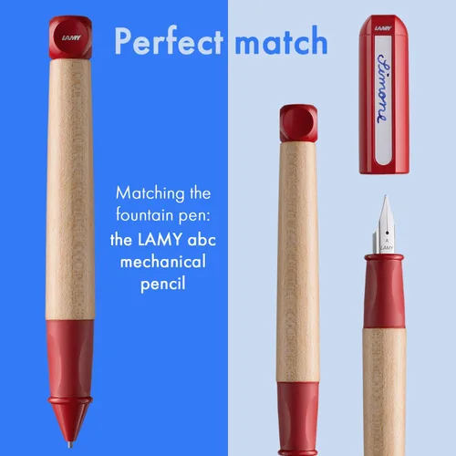 Miniatura 5 de LAMY ABC RED - Pluma estilográfica apta para niños para escribir principiantes con agarre ergonómico y punta de acero pulido en tamaño A - Madera