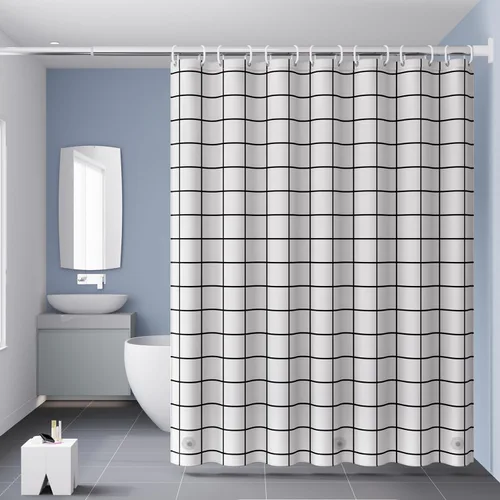 Miniatura 16 de Forro de cortina de ducha, cortinas de ducha 100% impermeables de Peva con 3 imanes inferiores pesados y 12 ojales a prueba de óxido, forro de ducha