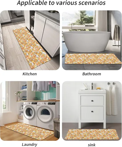 Miniatura 6 de Tapete de baño vintage con diseño de calabazas para bañera, antideslizante, de secado rápido y absorbente, con tierra de diatomeas, fregadero