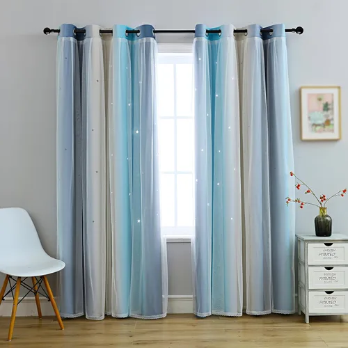 Miniatura 7 de Cortinas opacas con estrellas de Anytime para habitaciones de niñas, cortina de princesa para habitación de hija, ventana de dormitorio
